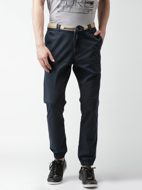 

Mast & Harbour Men Navy Solid Joggers, Navy blue