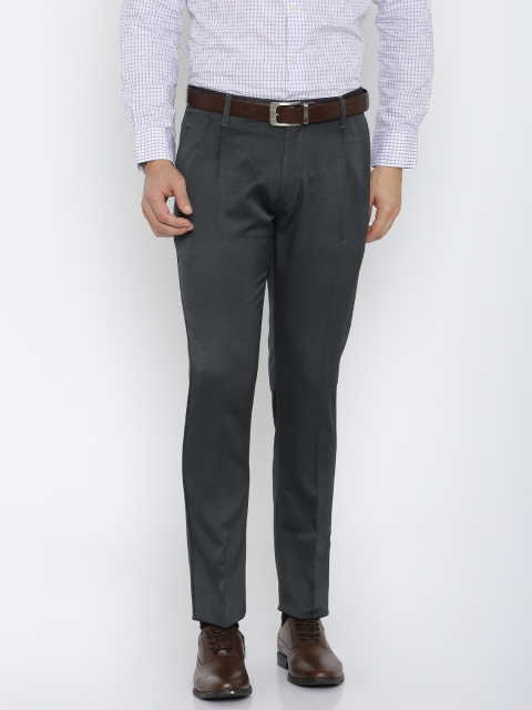 

Mast & Harbour Men Navy Blue Self-design Regular Fit Pleated Trousers