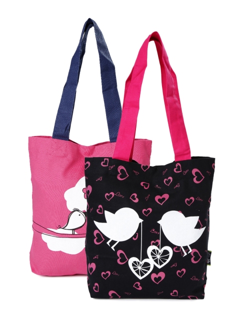 

Kanvas Katha Set of 2 Printed Tote Bags, Pink