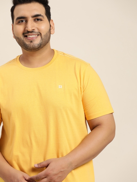 

Sztori Men Plus Size Mustard Yellow Solid T-shirt