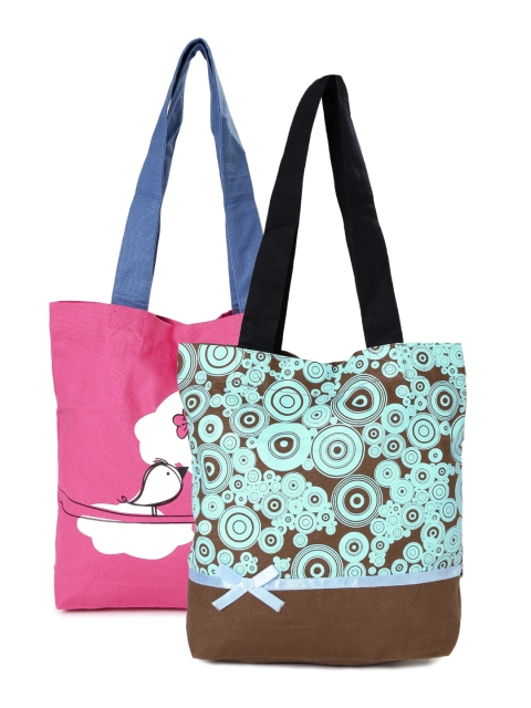 

Kanvas Katha Set of 2 Printed Tote Bags, Pink