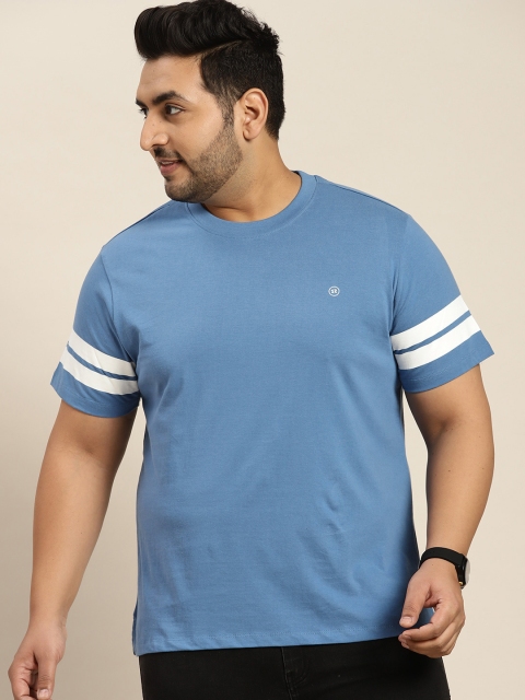 

Sztori Men Blue Plus Size Pure Cotton T-shirt