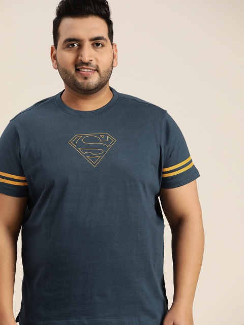 

Sztori Superman Men Plus Size Navy Blue Pure Cotton Printed T-shirt