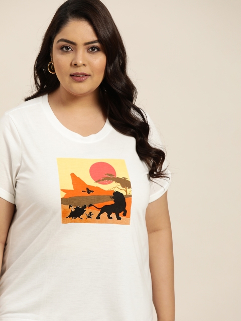 

Sztori Disney Women Plus Size White Lion King Print T-shirt
