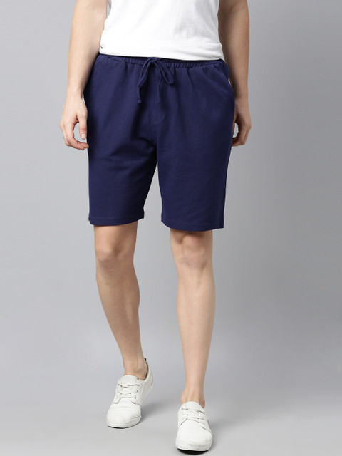 

Mast & Harbour Men Navy Blue Self Design Mid-Rise Regular Shorts