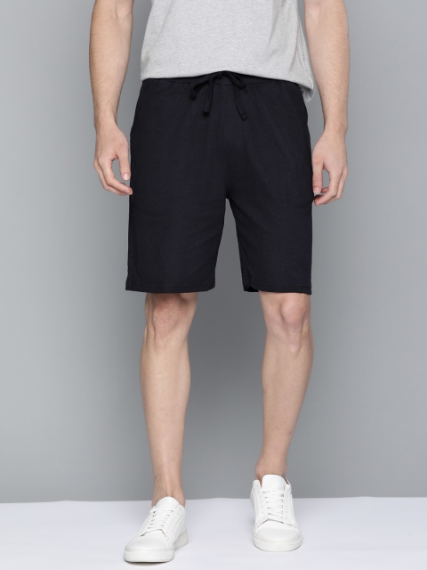 

Mast & Harbour Men Black Solid Pure Cotton Mid-Rise Regular Shorts