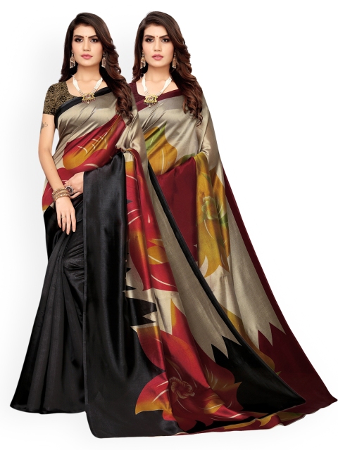 

KALINI Pack Of 2 Multicoloured Art Silk Half and Half Saree, Multi