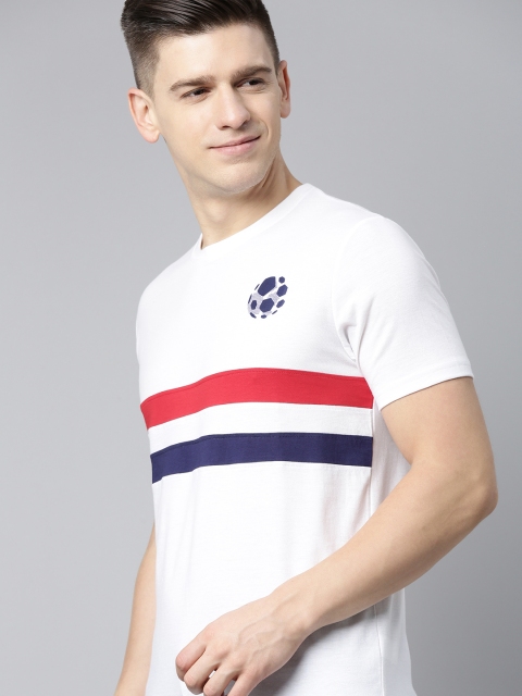 

Mast Harbour Men White Red Striped Pure Cotton T-shirt