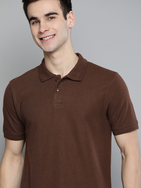

Mast & Harbour Men Brown Polo Collar Handcrafted T-shirt