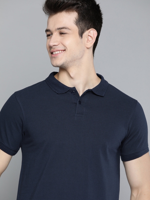 

Mast & Harbour Men Navy Blue Solid Handcrafted Polo Collar T-shirt