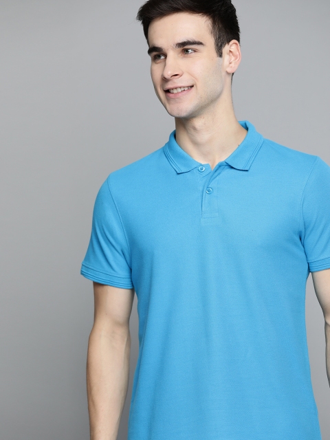 

Mast & Harbour Men Blue Polo Collar Handcrafted T-shirt