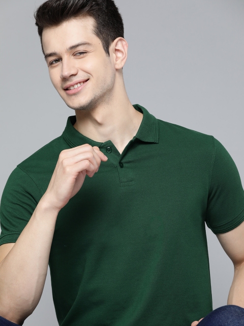 

Mast & Harbour Men Green Solid Handcrafted Polo Collar T-shirt