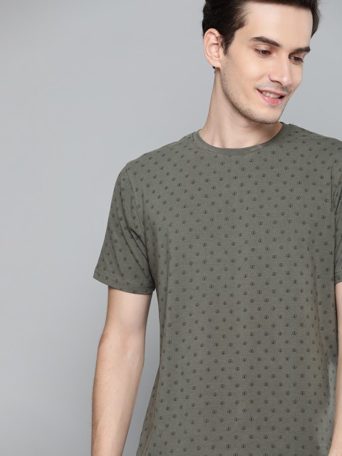 

Mast Harbour Men Green Black Pure Cotton Printed Pure Cotton T-shirt