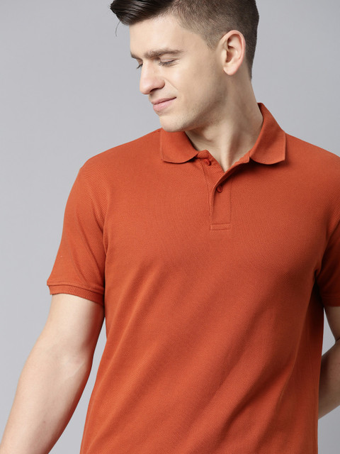 

Mast & Harbour Men Rust Orange Polo Collar T-shirt