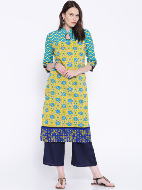 

Vishudh Blue & Yellow Printed Kurta