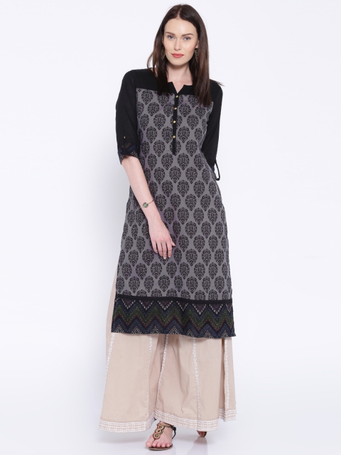 

Vishudh Grey & Black Printed Kurta