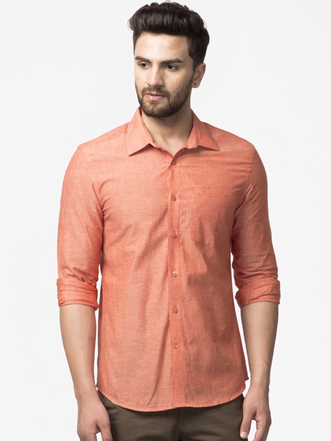 

Fabindia Men Orange Pure Cotton Slim Fit Casual Shirt