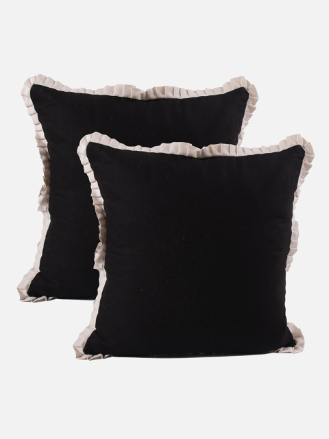 

Molcha Black Set of 2 Handcrafted Square Cushion Covers