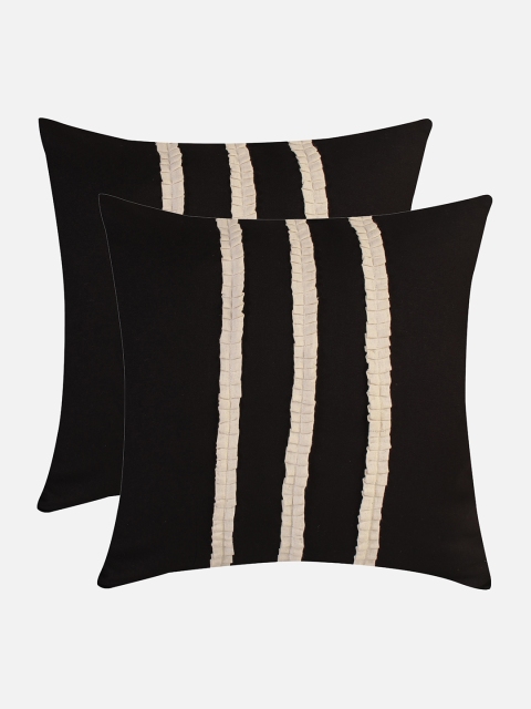 

Molcha Black Set of 2 Leheria Paati Hand Crafted Square Cushion Covers