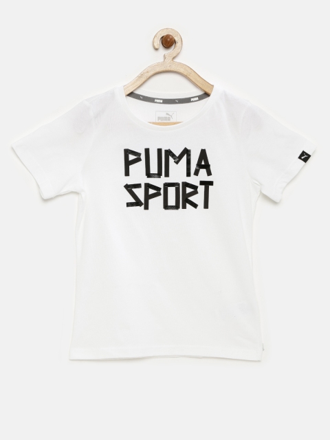 PUMA Boys White & Black Sports Style DryCELL Printed T-shirt available at myntra for Rs.269