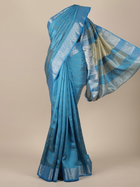 

Pothys Blue Woven Design Jute Silk Saree