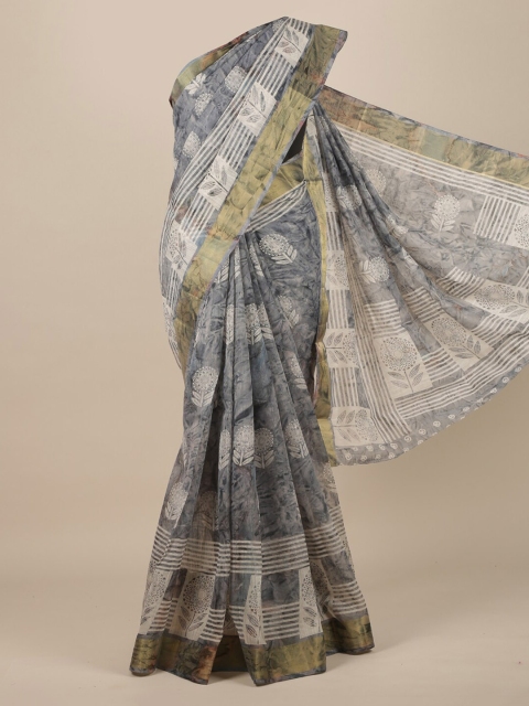 

Pothys Grey Cotton Blend Saree