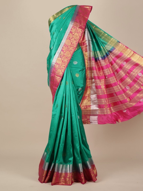

Pothys Green & Pink Woven Design Jute Silk Saree