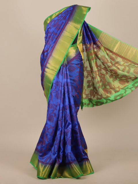 

Pothys Blue Floral Jute Silk Saree