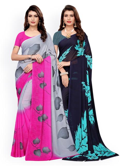 

KALINI Pack Of 2 Multicoloured Floral Saree, Multi