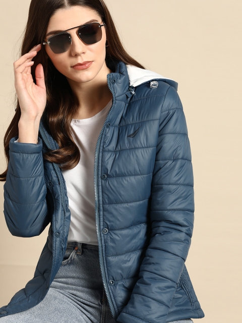 

Nautica Women Blue Solid Padded Jacket