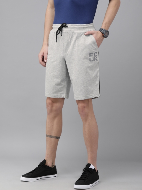 

French Connection Men Grey Melange Slim Fit Mid-Rise Regular Shorts