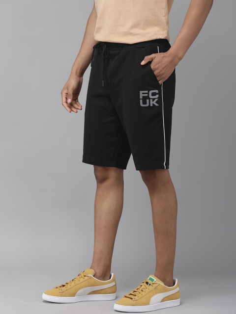 

French Connection Men Black Slim Fit Mid-Rise Regular Shorts