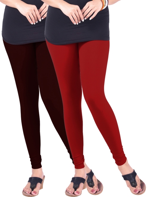 

LYRA Pack of 2 Churidar Leggings, Maroon