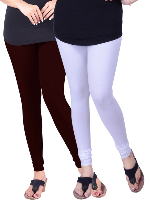 

LYRA Pack of 2 Churidar Leggings, Maroon