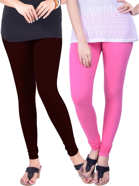 

LYRA Pack of 2 Churidar Leggings, Maroon