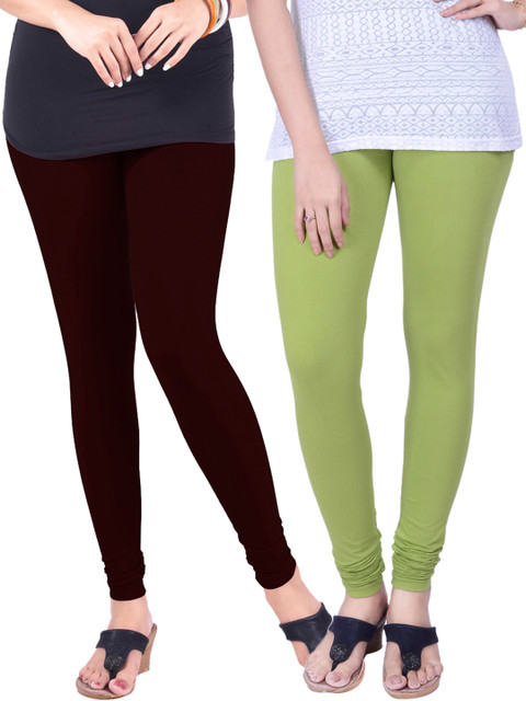 

LYRA Pack of 2 Churidar Leggings, Maroon