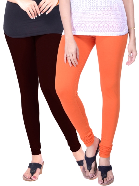 

LYRA Pack of 2 Churidar Leggings, Maroon