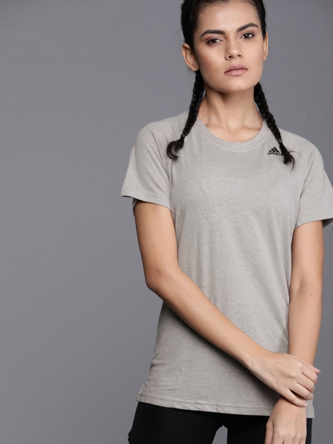 

ADIDAS Women Grey Melange Solid T-Shirt