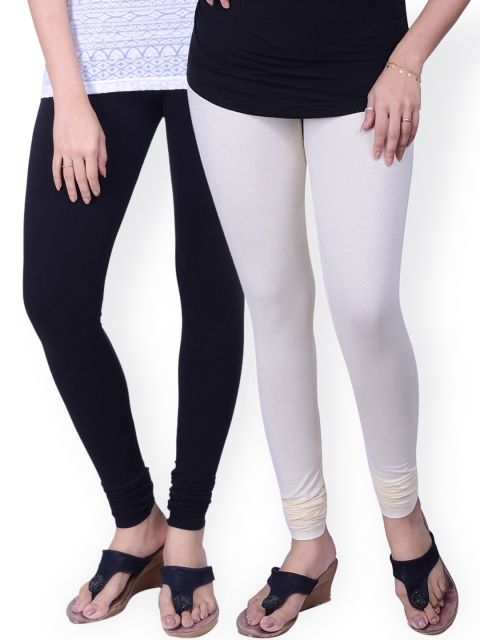 

LYRA Pack of 2 Churidar Leggings, Black