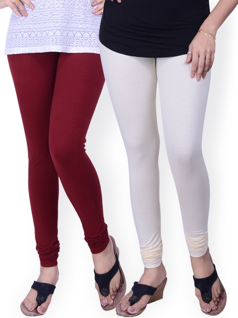 

LYRA Pack of 2 Churidar Leggings, Maroon