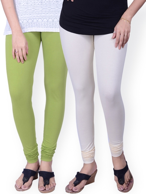 

LYRA Pack of 2 Churidar Leggings, Green