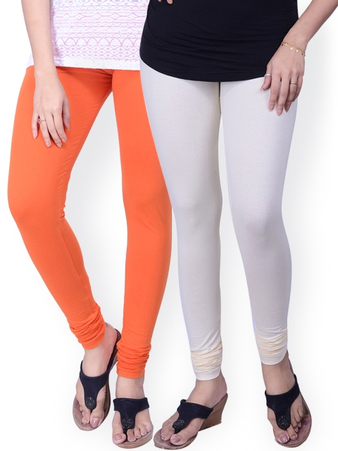 

LYRA Pack of 2 Churidar Leggings, Orange