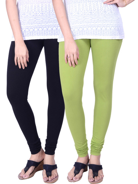

LYRA Pack of 2 Churidar Leggings, Black
