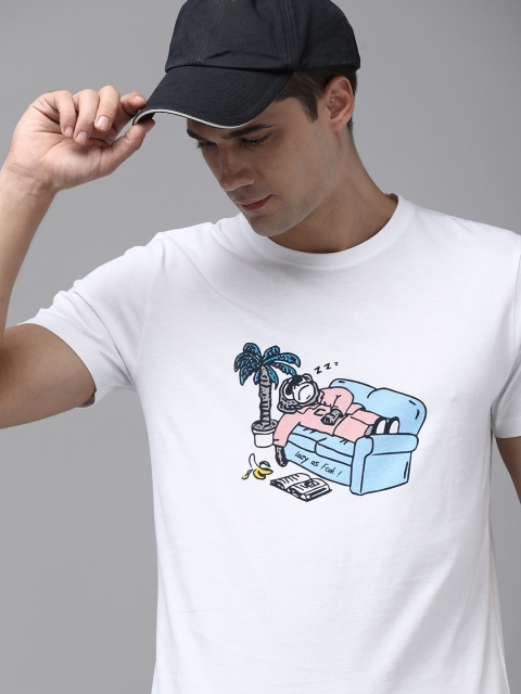 

French Connection Men White Printed Slim Fit T-shirt