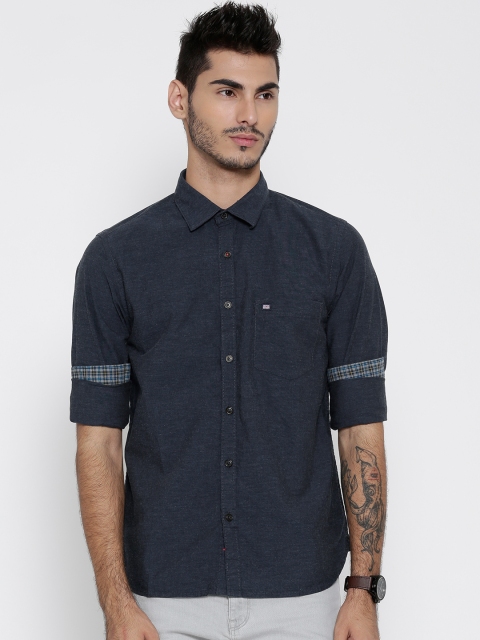 

BYFORD by Pantaloons Navy Slim Casual Shirt, Navy blue