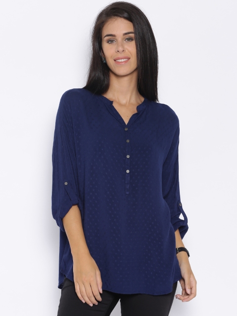 

Tokyo Talkies Women Navy Regular Top, Navy blue