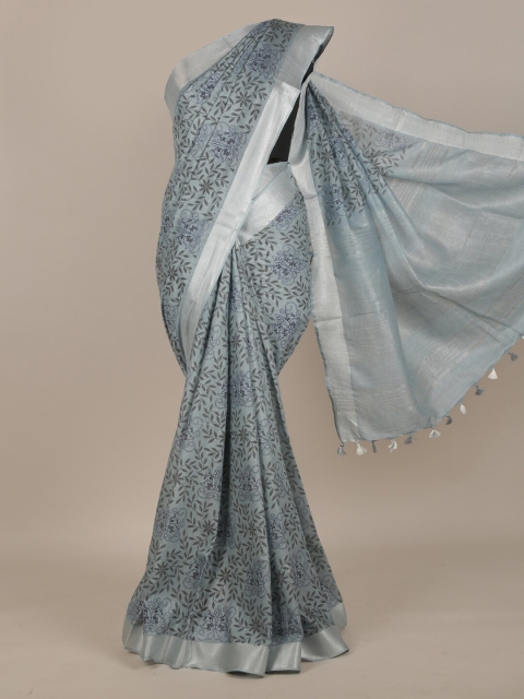 

Pothys Grey Floral Cotton Blend Saree