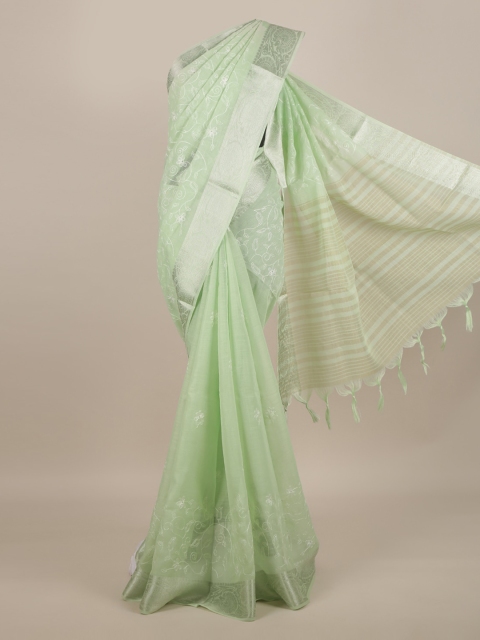 

Pothys Green Floral Cotton Blend Saree