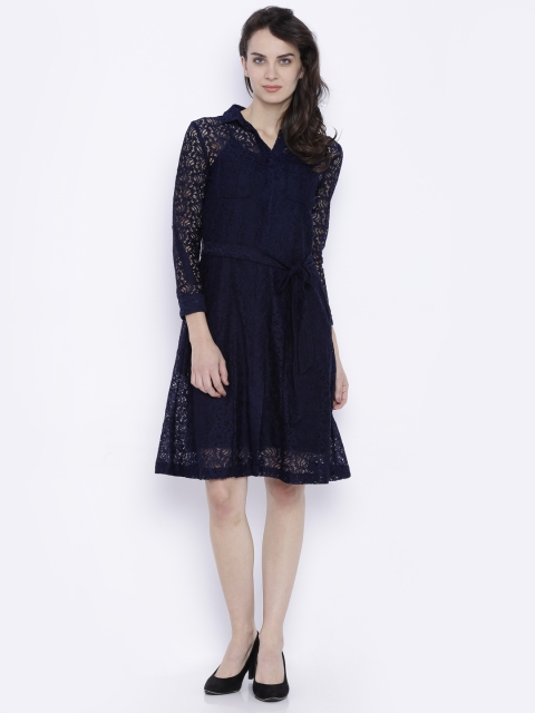 

Tokyo Talkies Navy Lace Fit & Flare Dress, Navy blue