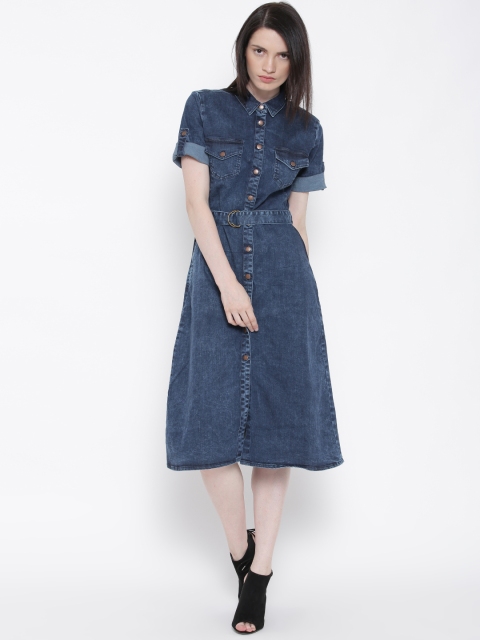 

Tokyo Talkies Women Blue Denim Shirt Dress
